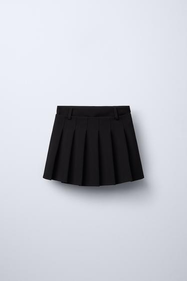 Zara SOLID BOX PLEAT SKIRT - Black
