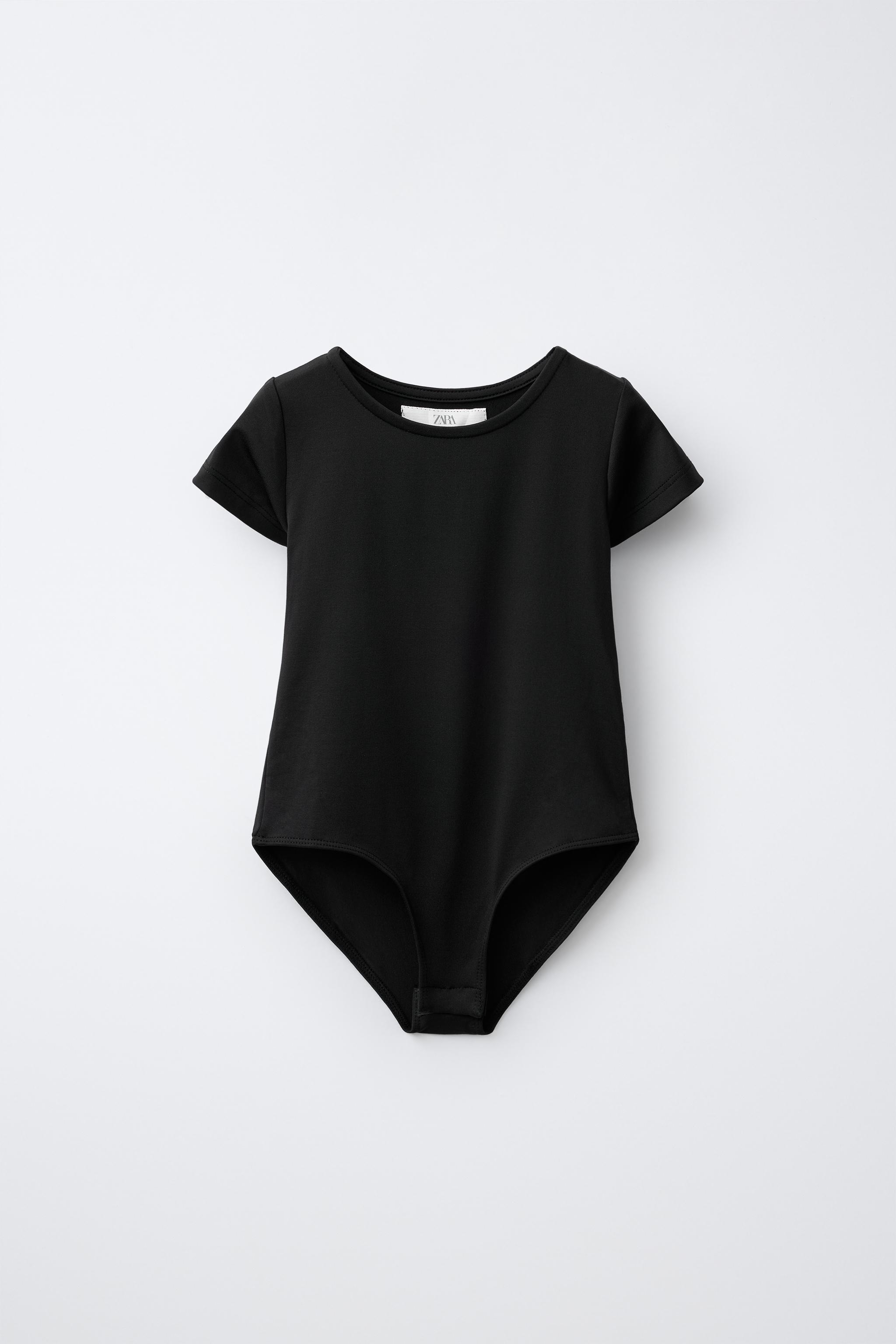 SHORT-SLEEVE POLYAMIDE BODYSUIT — Black