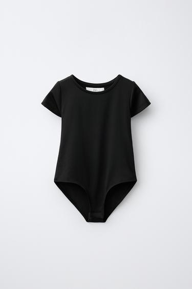 BODY EN POLYAMIDE À MANCHES COURTES - Noir de Zara