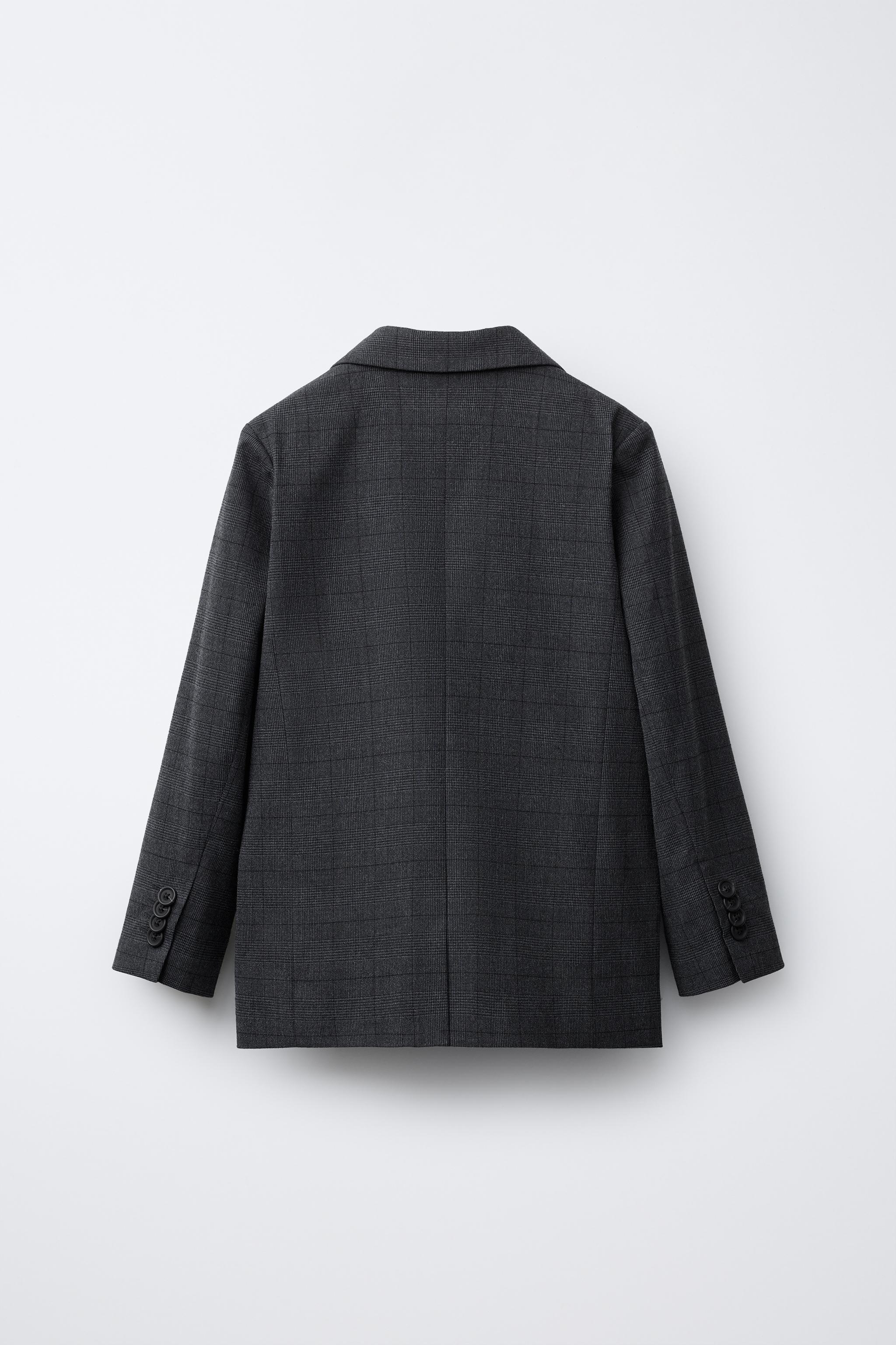 新品タグ付き【ZARA】チェックスーツ　グレー　122㎝ ZARA MAN ウールスーツブレザージャケット グレーチェック (ZARA