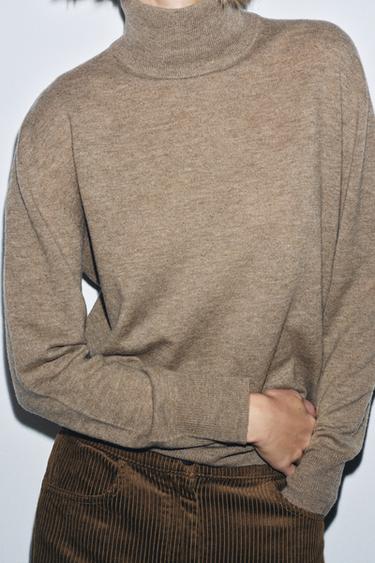 100% EXTRA SOFT WOOL SWEATER - Brown / Taupe by Zara