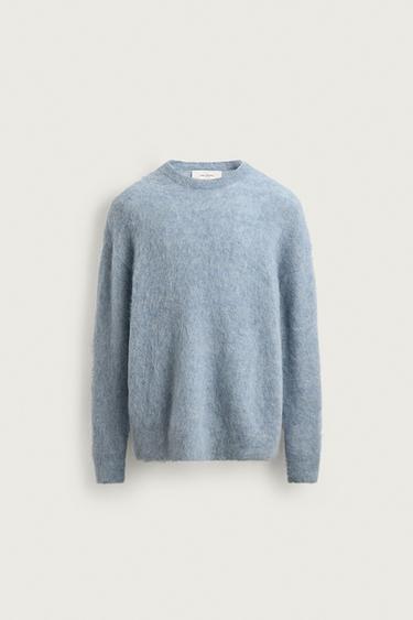 Zara ALPACA BLEND SWEATER - Sky blue