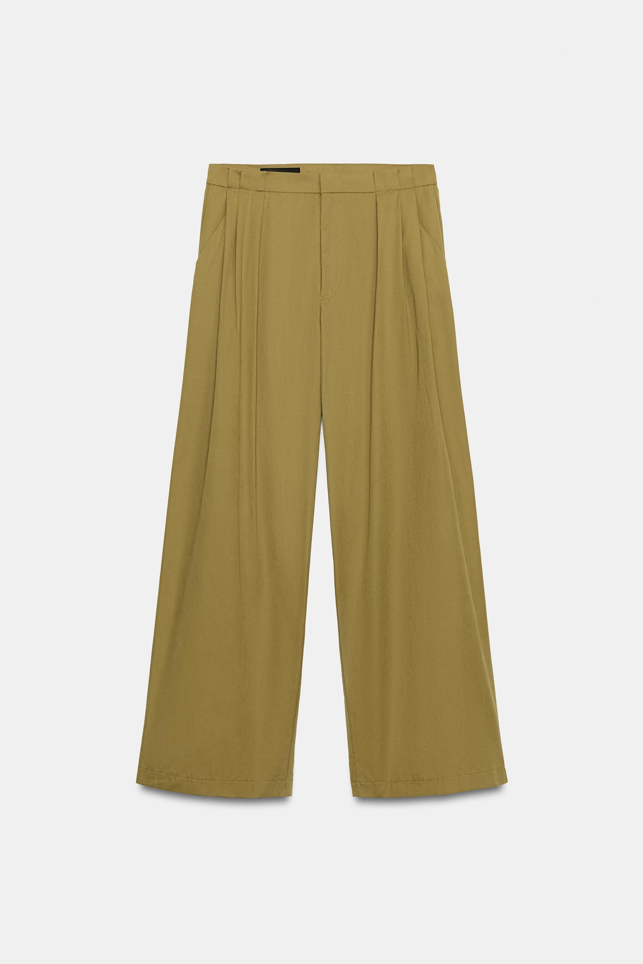 Женские брюки Zara PLEATED WIDE-LEG TROUSERS — фото 6