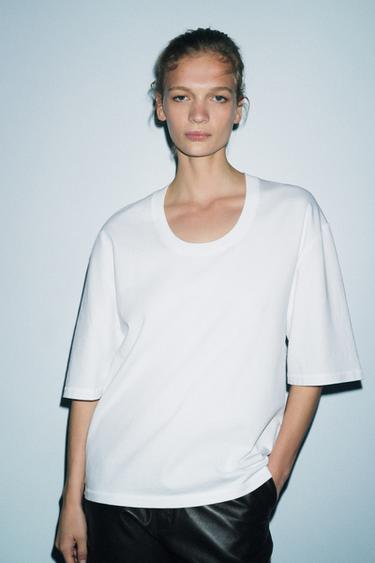 RUSTIC OVERSIZED T-SHIRT - White by Zara