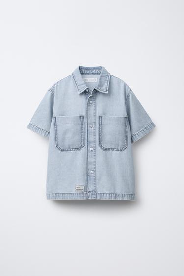 CAMISA DENIM FLUIDA - Azul claro de Zara - Imagen 0