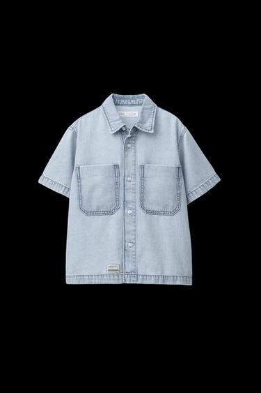 Zara FLOWY DENIM SHIRT - Light blue - Image 0