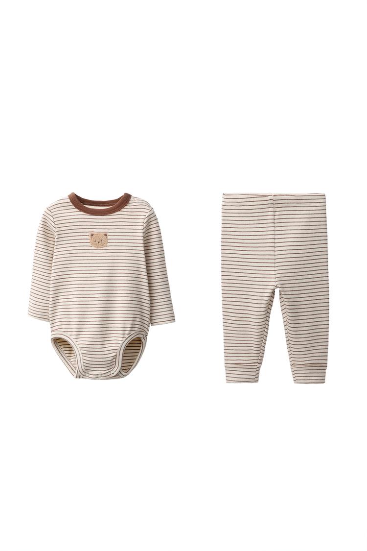 Pack body y legging rayas bordado