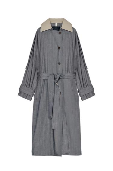 ZW COLLECTION LIMITED EDITION COMBINATION CHECK TRENCH COAT - Grey by Zara