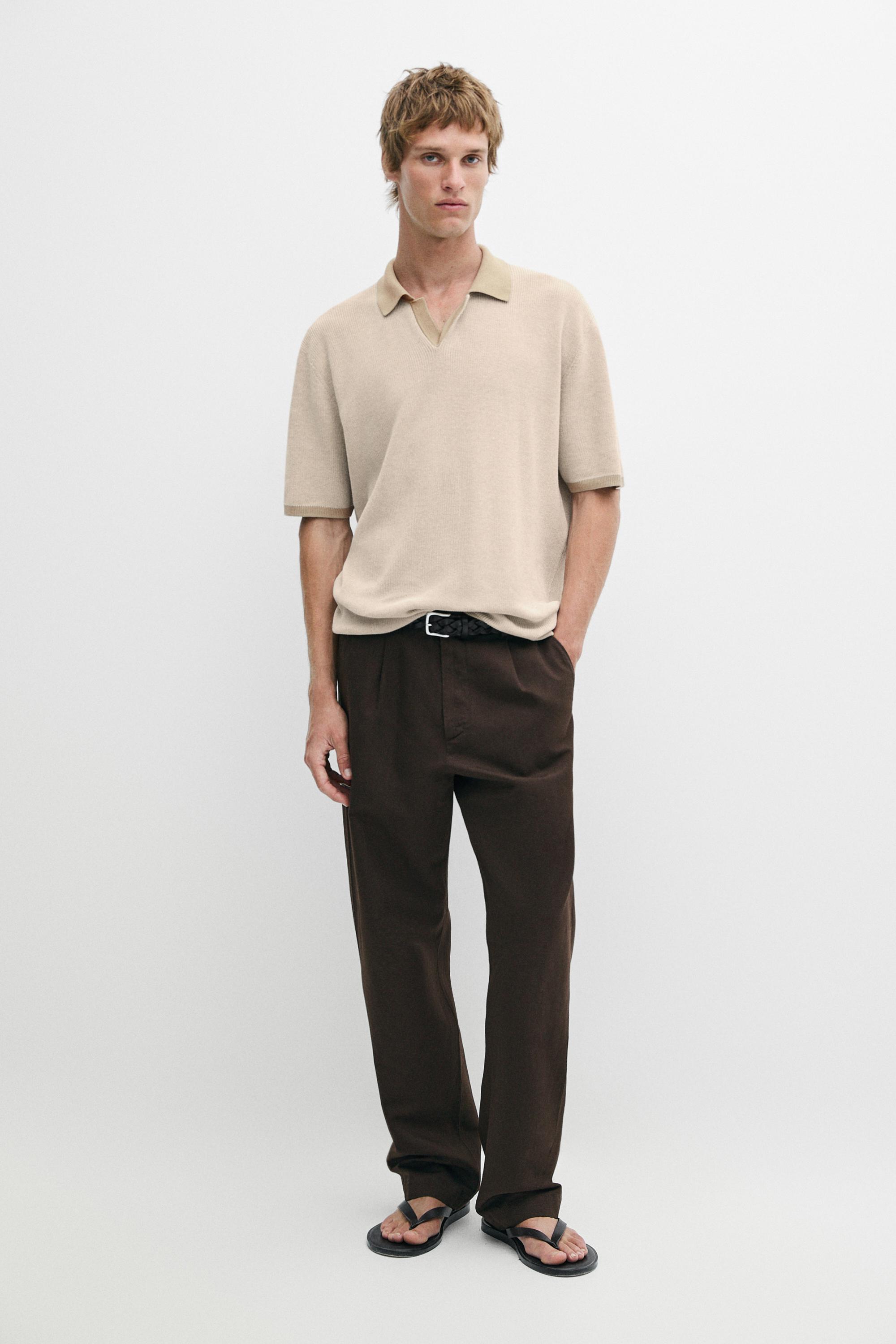 100% Cotton knit polo sweater — Ecru