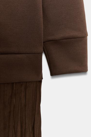 ROBE EN MATIÈRES VARIÉES SATINÉE - Marron de Zara - Image 6