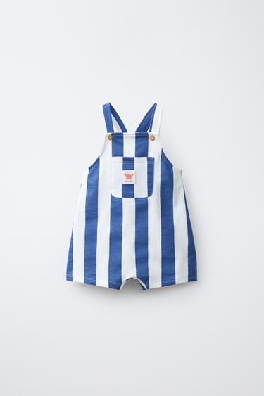 SALOPETTE CORTA A RIGHE ETICHETTA GRANCHIO - Azzurro intenso di Zara