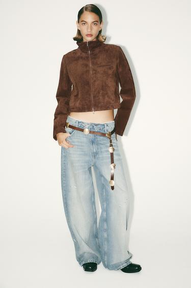 JEANS TRF FOLDED TIRO ALTO - Azul claro de Zara