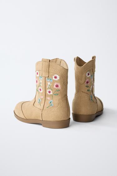 EMBROIDERED COWBOY BOOTS - Sand Brown by Zara