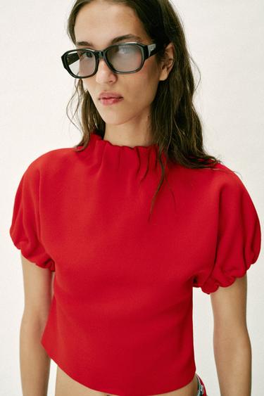 TOP EN MAILLE FRONCÉ - Rouge de Zara - Image 2