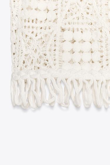 MACRAMÉ FRINGED WAISTCOAT - White by Zara - Image 8