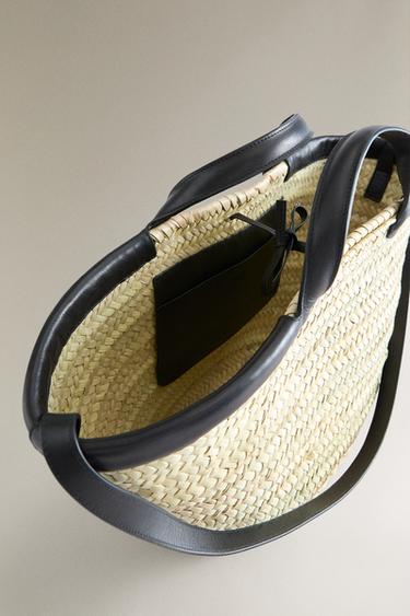 TOTE BAG WITH LEATHER DETAIL - Light beige by Zara - Image 3