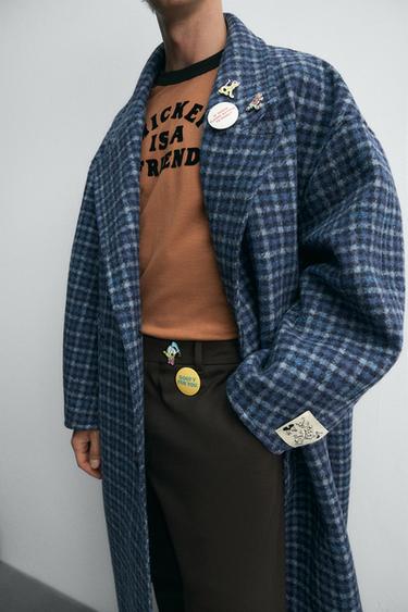 オーバーサイズチェックコート HARRY LAMBERT FOR ZARA X DISNEYブルーZaraのオーバーサイズチェックコート HARRY LAMBERT FOR ZARA X DISNEY - ブルー