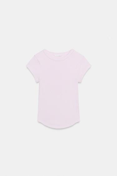 SHORT SLEEVE RIB T-SHIRT - Lilac by Zara