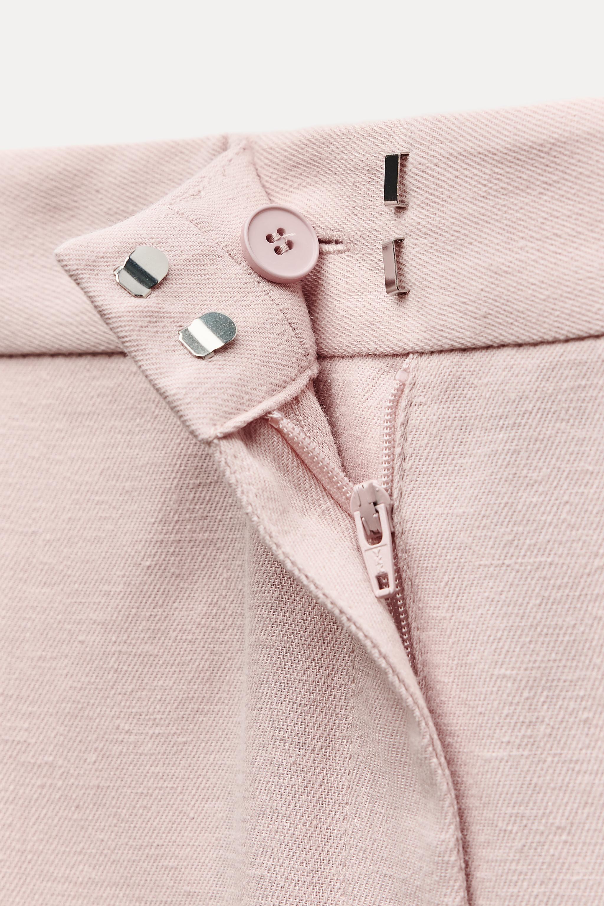 LINEN BLEND PAJAMA PANTS ZW COLLECTION - Pastel pink | ZARA