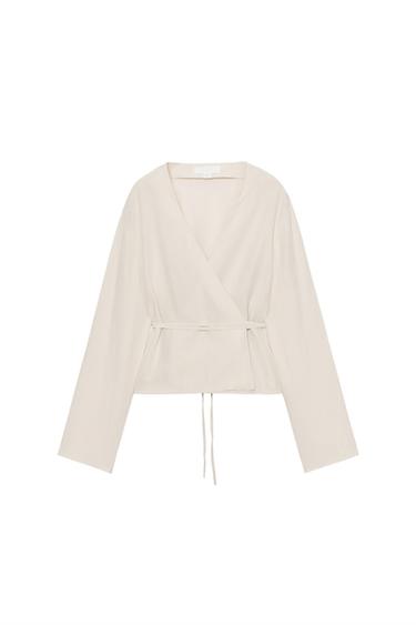 WRAPPED KIMONO SHIRT - Mid-ecru by Zara