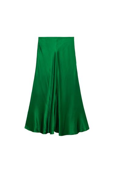 SATIN-FINISH MIDI SKIRT