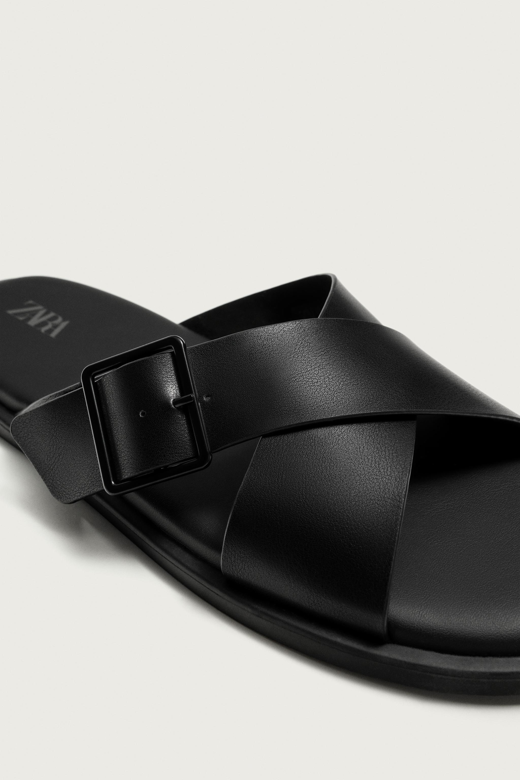 Мужские сандалии Zara BUCKLED CRISSCROSS SANDALS — фото 6