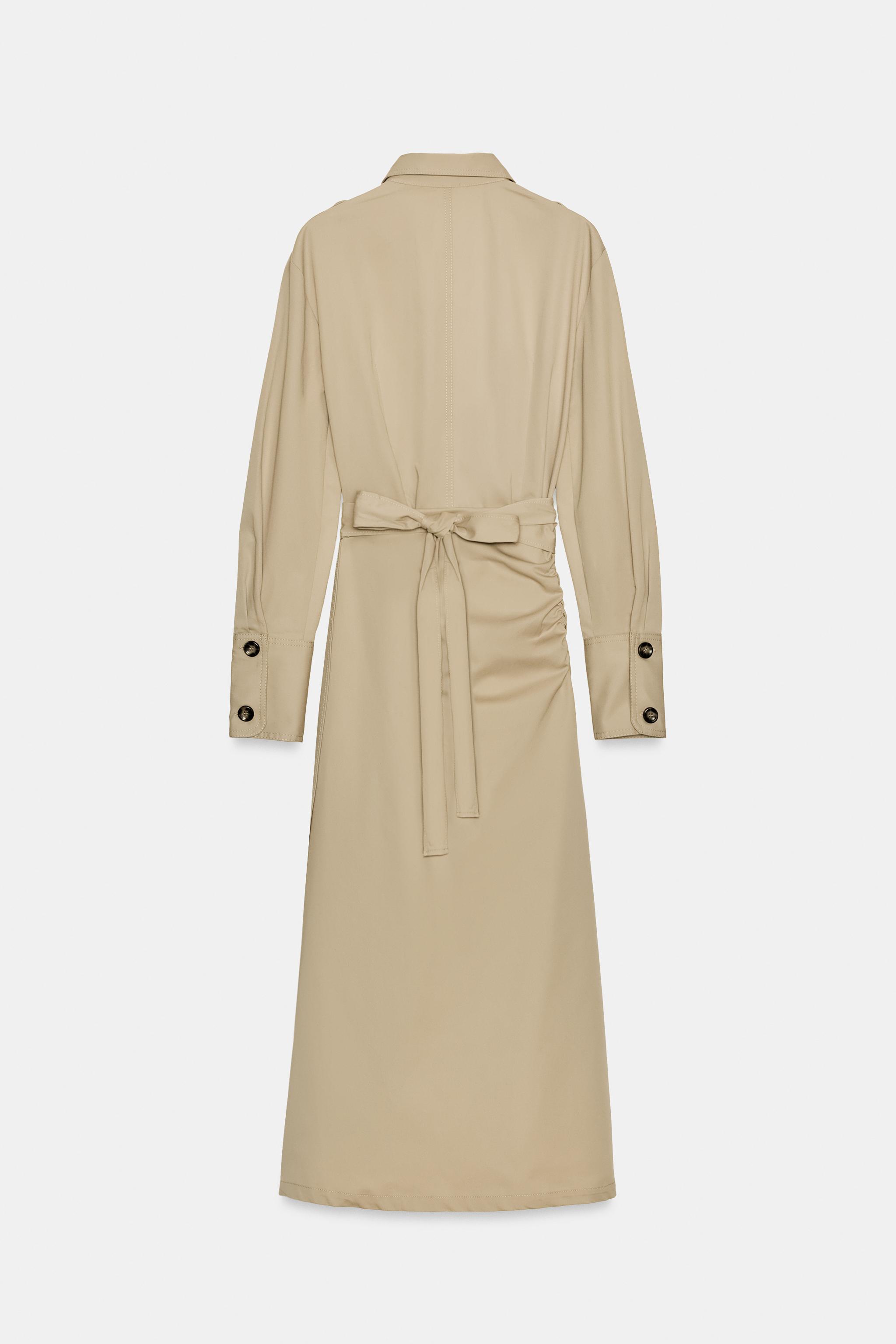 ROBE MI-LONGUE EN SERGÉ AVEC PASSANTS