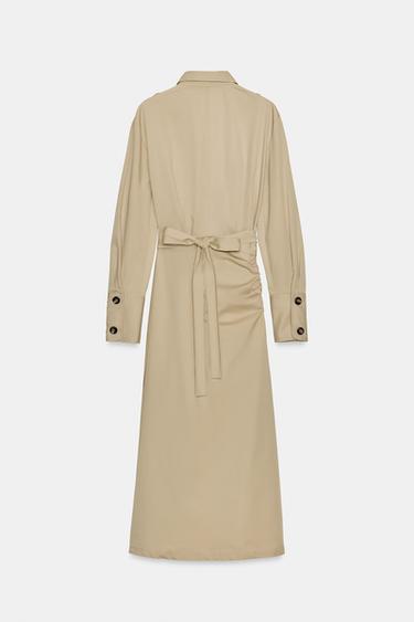 TWILL MIDI DRESS WITH TABS - Sand by Zara - Image 6
