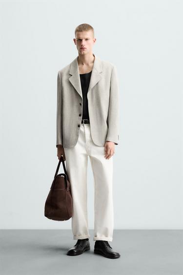 TEXTURED LINEN SUIT BLAZER - Ecru / Black by Zara - Image 0