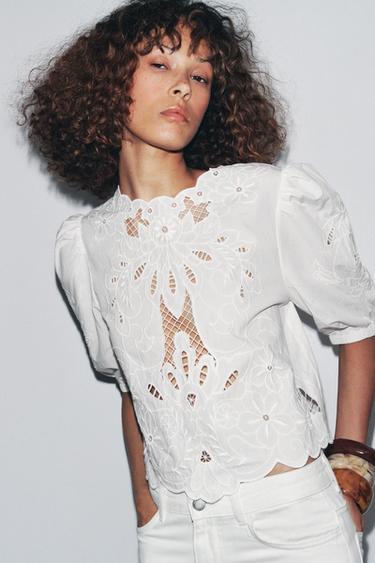 BLUSA ROMÂNTICA ZW COLLECTION - Branco da Zara