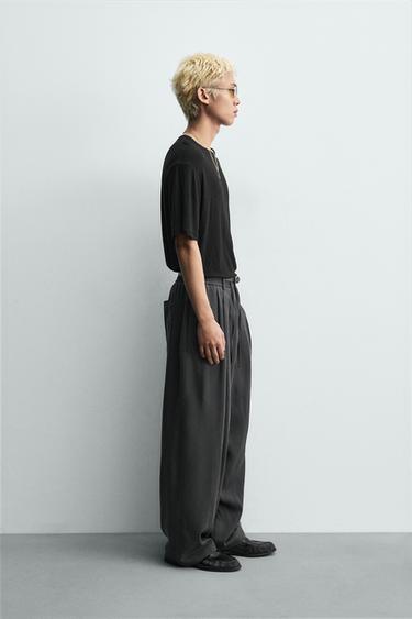FLOWING PLEATED TROUSERS - Grey by Zara - Image 3