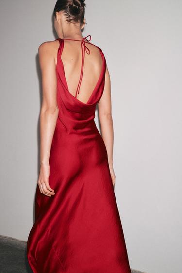 ROBE LONGUE SATINÉE ZW COLLECTION - Rouge de Zara - Image 2