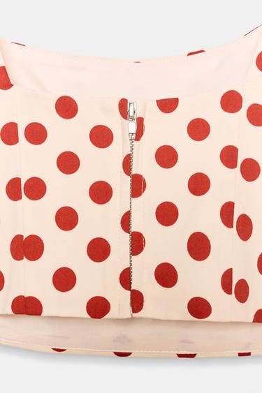 TOP COURT À POIS - Écru / Rouge de Zara - Image 6