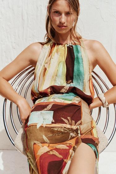ROBE MI-LONGUE À IMPRIMÉ TROPICAL - Multicolore de Zara - Image 4