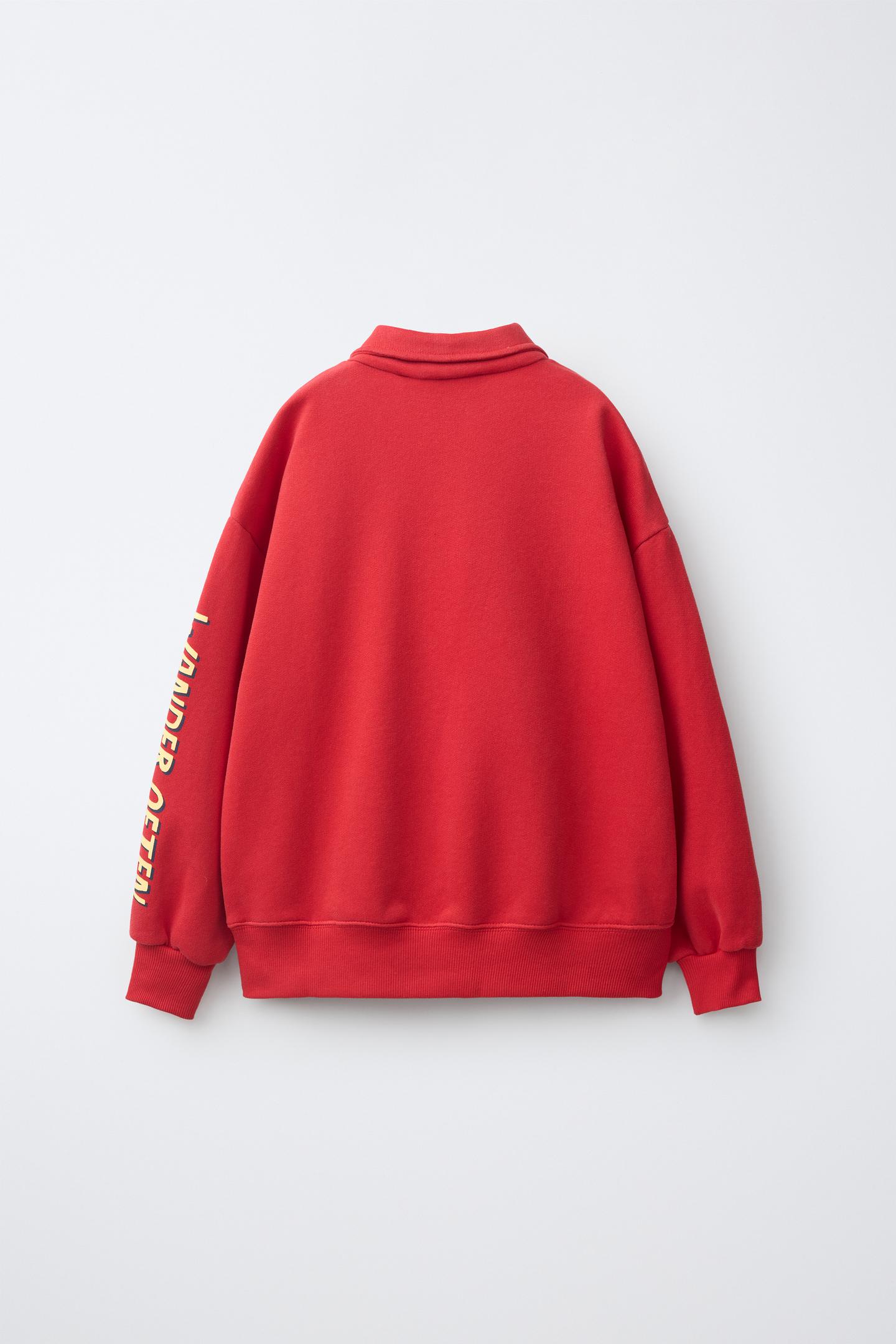 Детская толстовка Zara Printed Polo-Neck, цвет: Красный — фото 3