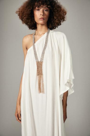 ASYMMETRIC LINEN BLEND DRESS ZW COLLECTION - White by Zara