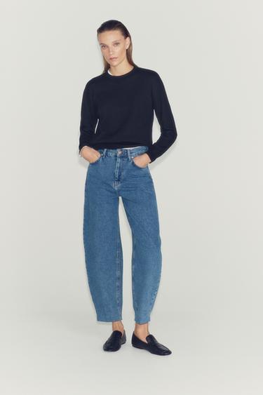 JEANS ZW COLLECTION TAPERED TIRO ALTO - Azul de Zara