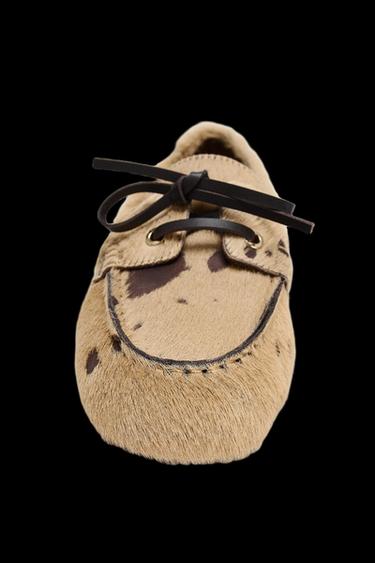 Zara ANIMAL PRINT LEATHER HAIR LOAFERS - Multi-color