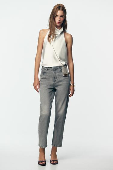 JEAN Z.01 MOM FIT CONFORT TAILLE HAUTE - Gris de Zara