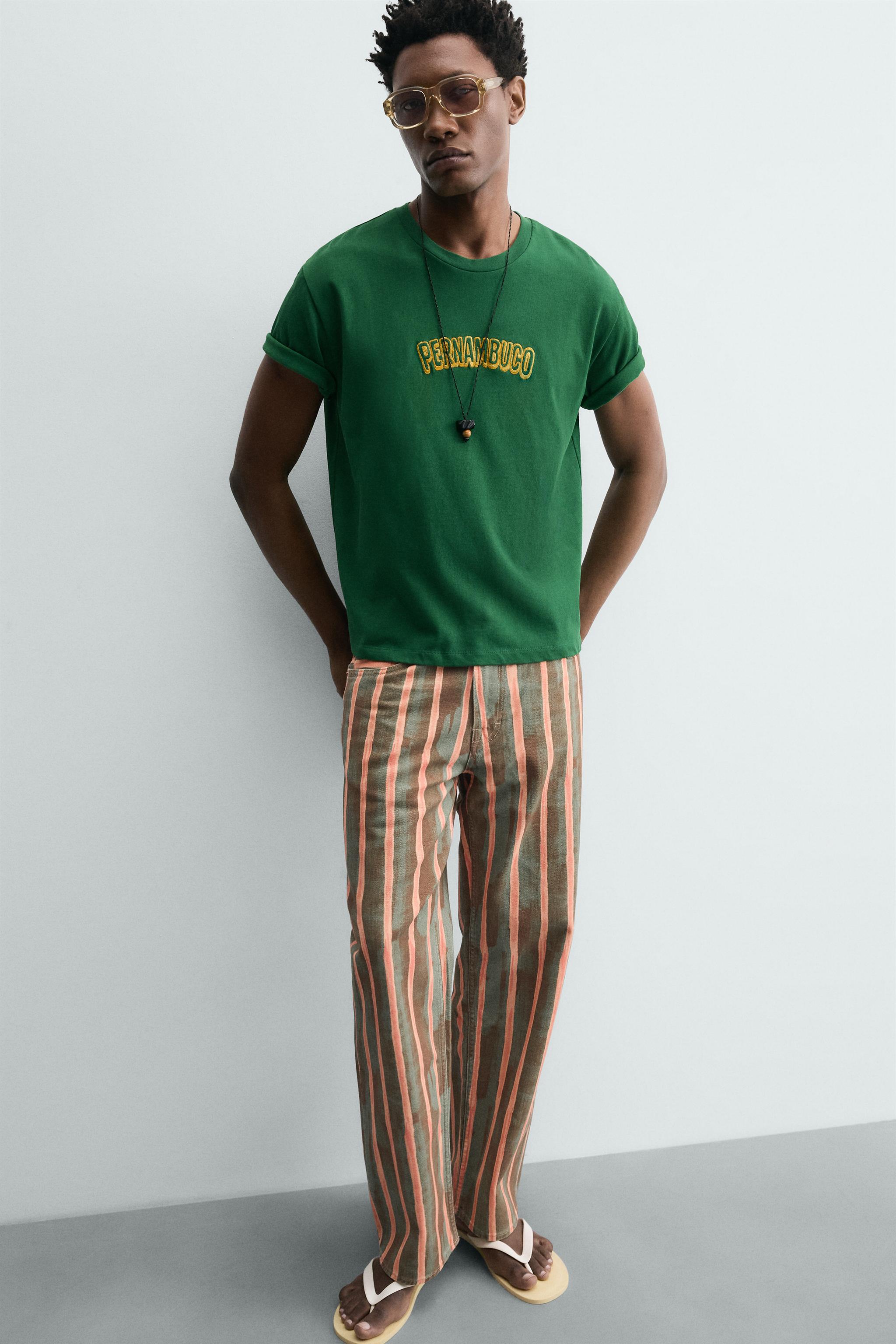 PERNAMBUCO EMBROIDERED T-SHIRT - Green | ZARA South Africa