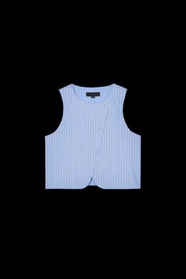Zara STRIPED SLEEVELESS TOP - Blue - Image 0