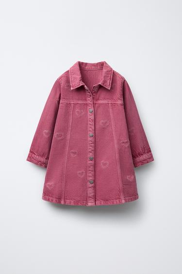 ROBE EN SERGÉ À CŒURS - Fuchsia de Zara - Image 0