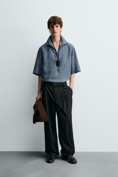 100% LINEN POLO SHIRT - Indigo by Zara