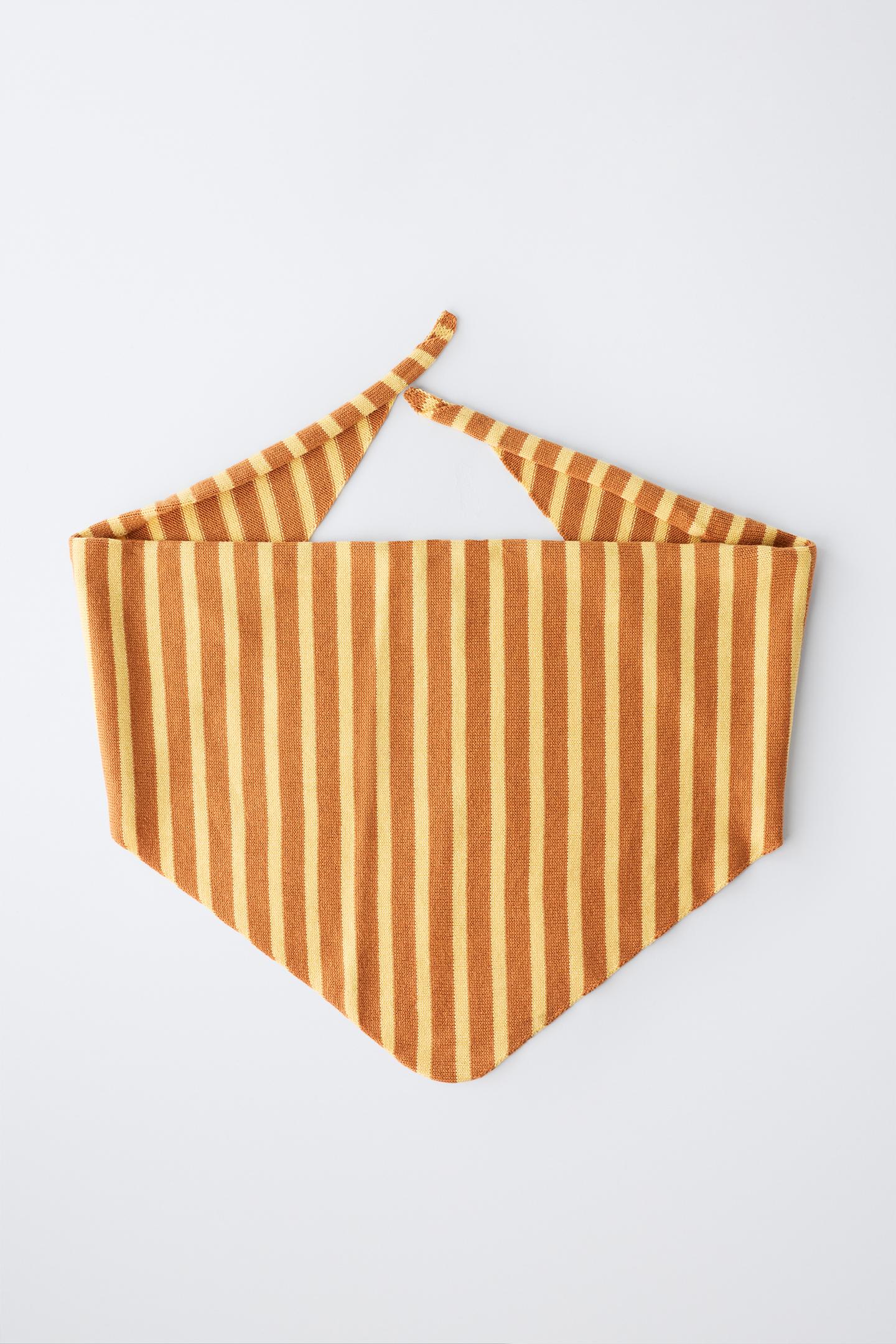 Детские аксессуары Zara Striped Knit Triangle Bandana, цвет: Горчичный — фото 4