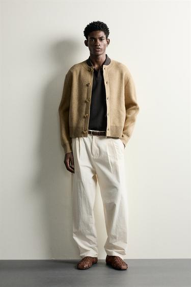 TEXTURED RELAXED FIT CARDIGAN - Beige by Zara - Image 0
