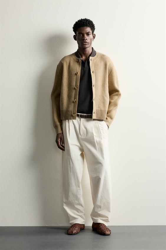 CÁRDIGAN RELAXED FIT ESTRUCTURA - Beige de Zara - Imagen 0