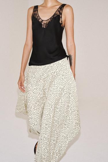 PANTALON IMPRIMÉ DRAPÉ ZW COLLECTION - Écru / Noir de Zara - Image 4