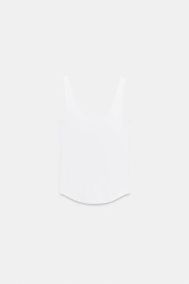 DÉBARDEUR EN COTON - Blanc de Zara - Image 4
