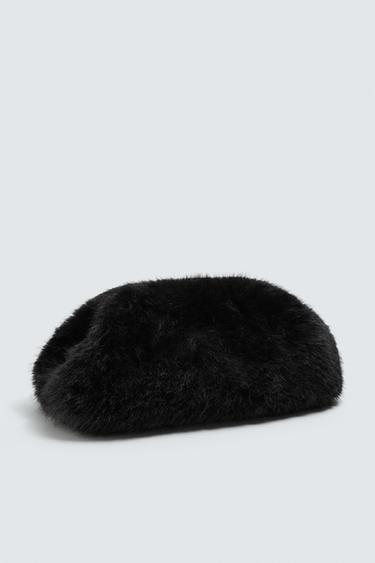 Zara FAUX FUR ENVELOPE BAG HARRY LAMBERT FOR ZARA x DISNEY - Black