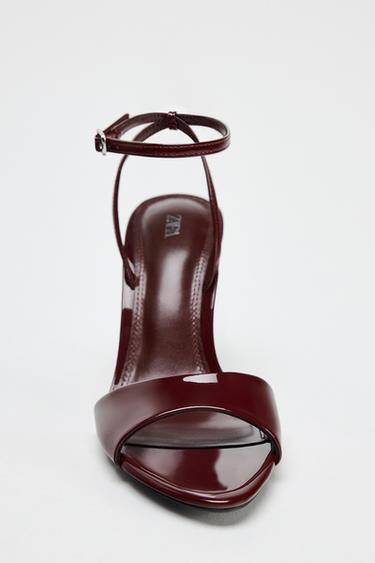 SANDALES À BRIDE ET TALONS MÉTALLISÉS - Bordeaux de Zara - Image 4